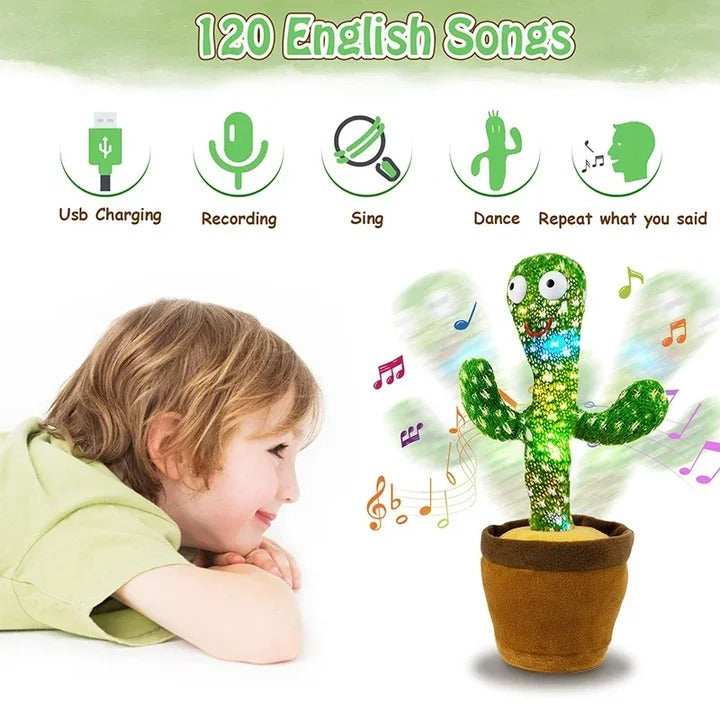 Dancing Cactus Toy for Kids – Talking & Singing Plush Cactus  Interactive Mimic Toy  Battery Operated Fun Toy for Toddlers (Without Box)