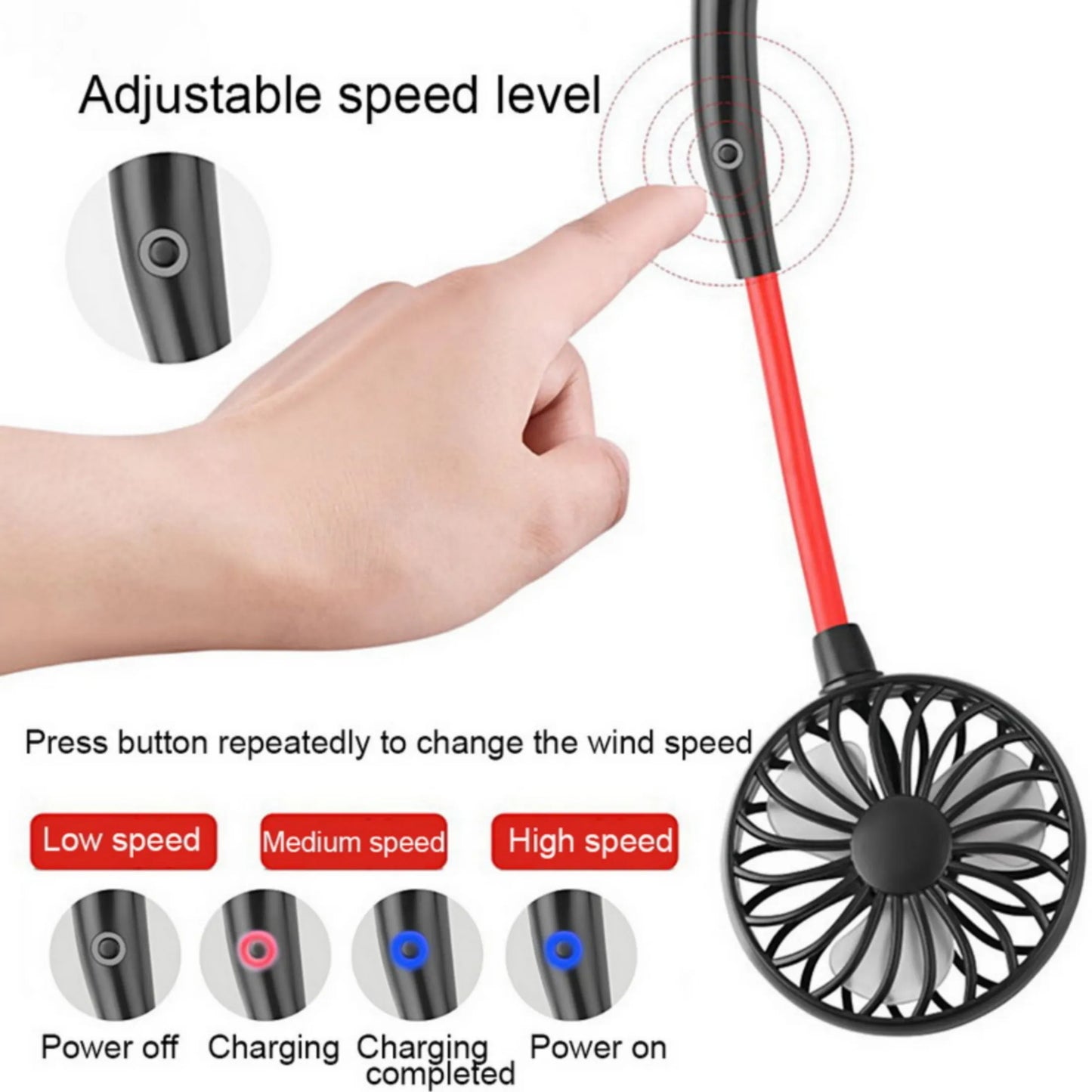 Neck Fan for Kitchen Folding Handheld Fan Wearable Portable Neckband Mini Fan USB Chargeable